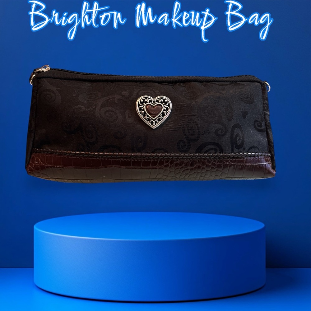 Brighton Black and Brown Cosmetic Bag with Heart Detail